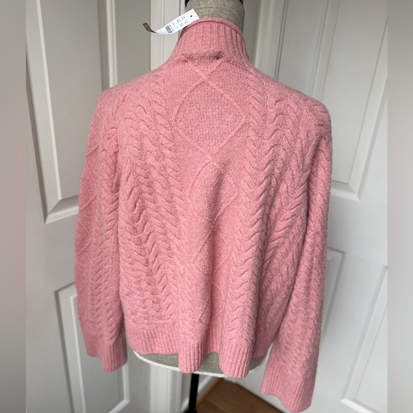 J.Crew Cable-knit Rollneck Wool Blend Sweater Supersoft Yarn Dusty Rose Pink L - Picture 4 of 7